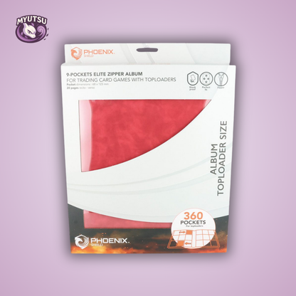 Phoenix Shield Portfolio - POUR TOPLOADERS - ALBUM DELUXE ZIP - ROUGE - 20 pages de 9 cases (360 cartes recto-verso) - POUR TOPLOADERS